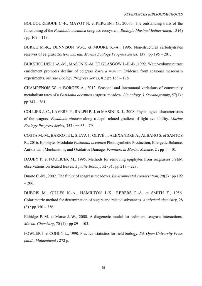 Etude échophysiologique de Posidonia oceanica (L.) Delile