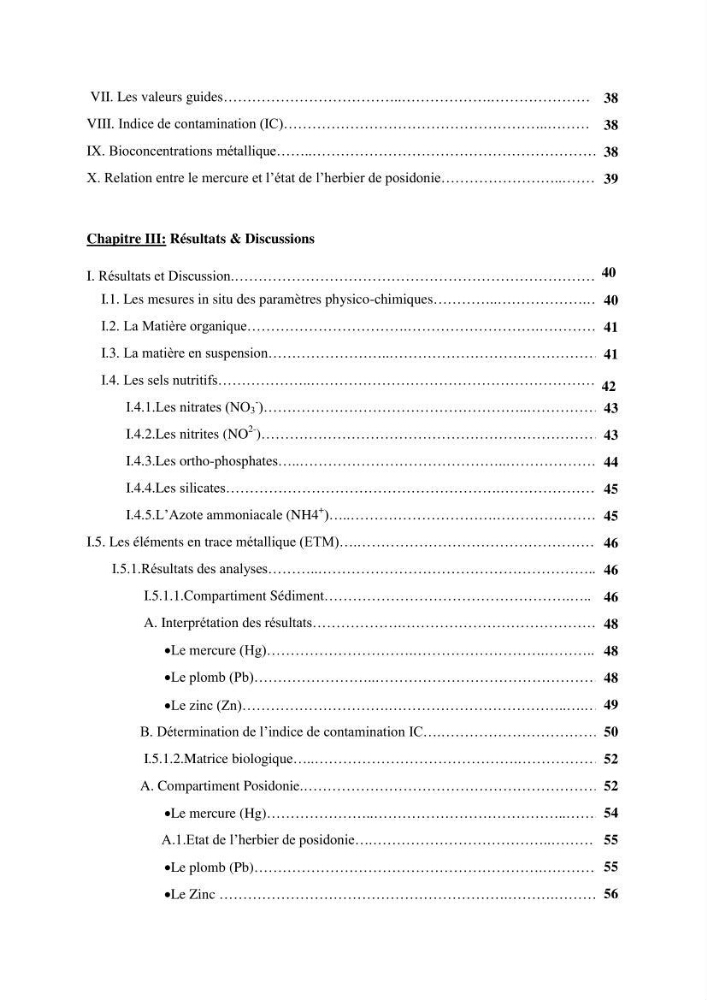 Contribution à l\'étude de l\'impact de la pollution chimique sur l\'herbier à Posidonia oceanica dans la baie d\'El Djamila