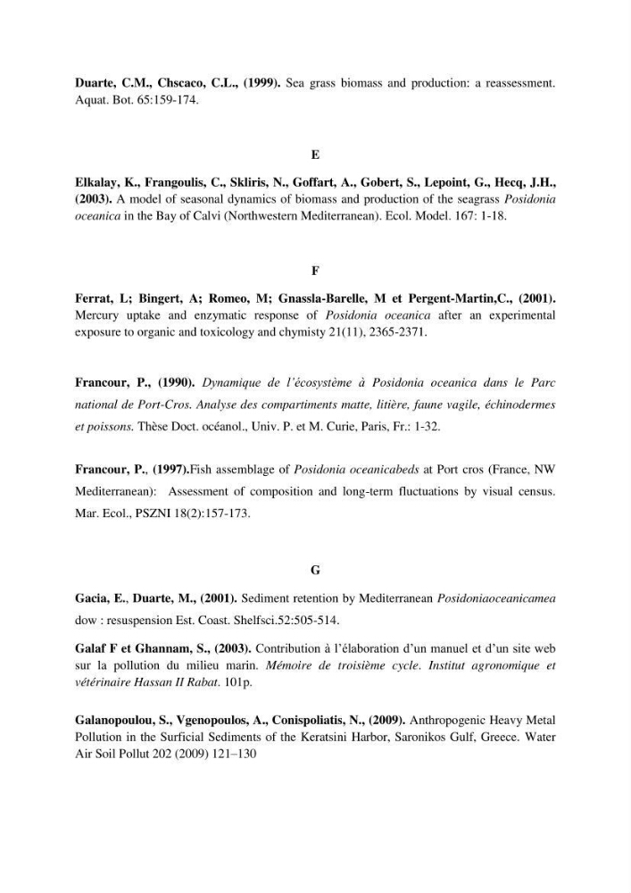 Contribution à l\'étude de l\'impact de la pollution chimique sur l\'herbier à Posidonia oceanica dans la baie d\'El Djamila