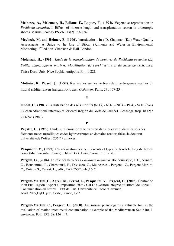 Contribution à l\'étude de l\'impact de la pollution chimique sur l\'herbier à Posidonia oceanica dans la baie d\'El Djamila