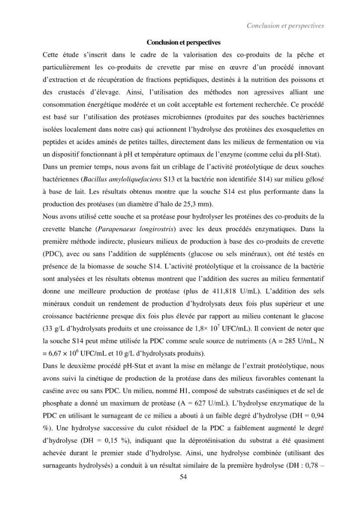 Valorisation des coproduits de la crevette blanche (Parapenaeus longirostris) par des procédés enzymatiques en utilisants des protéases bactériennes.