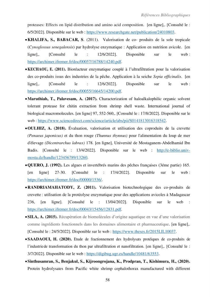 Valorisation des coproduits de la crevette blanche (Parapenaeus longirostris) par des procédés enzymatiques en utilisants des protéases bactériennes.