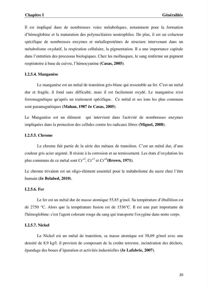 Les métaux traces dans les moules: Etude rétrospective et comparative dans les côtes centrales algériennes (baies de Zemmouri, d’Alger et de Bou-Ismail).