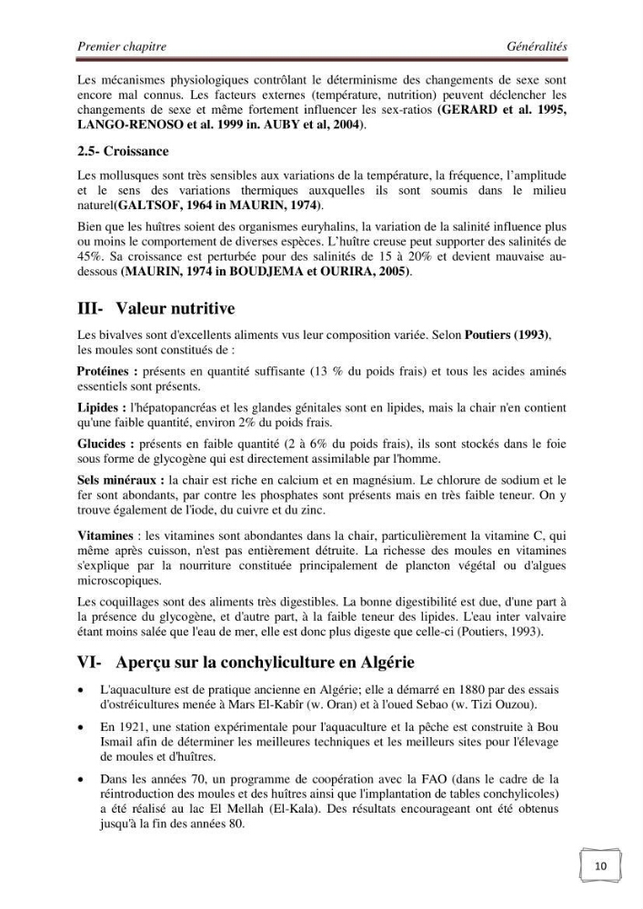 Etude physicochimique et biologique d\'un site conchylicole