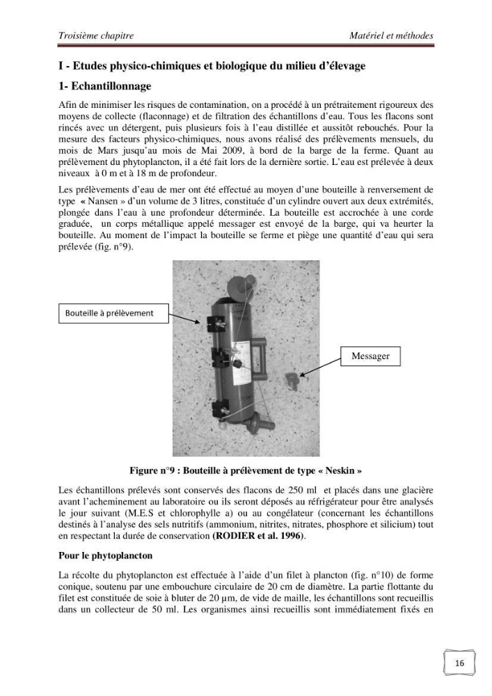 Etude physicochimique et biologique d\'un site conchylicole
