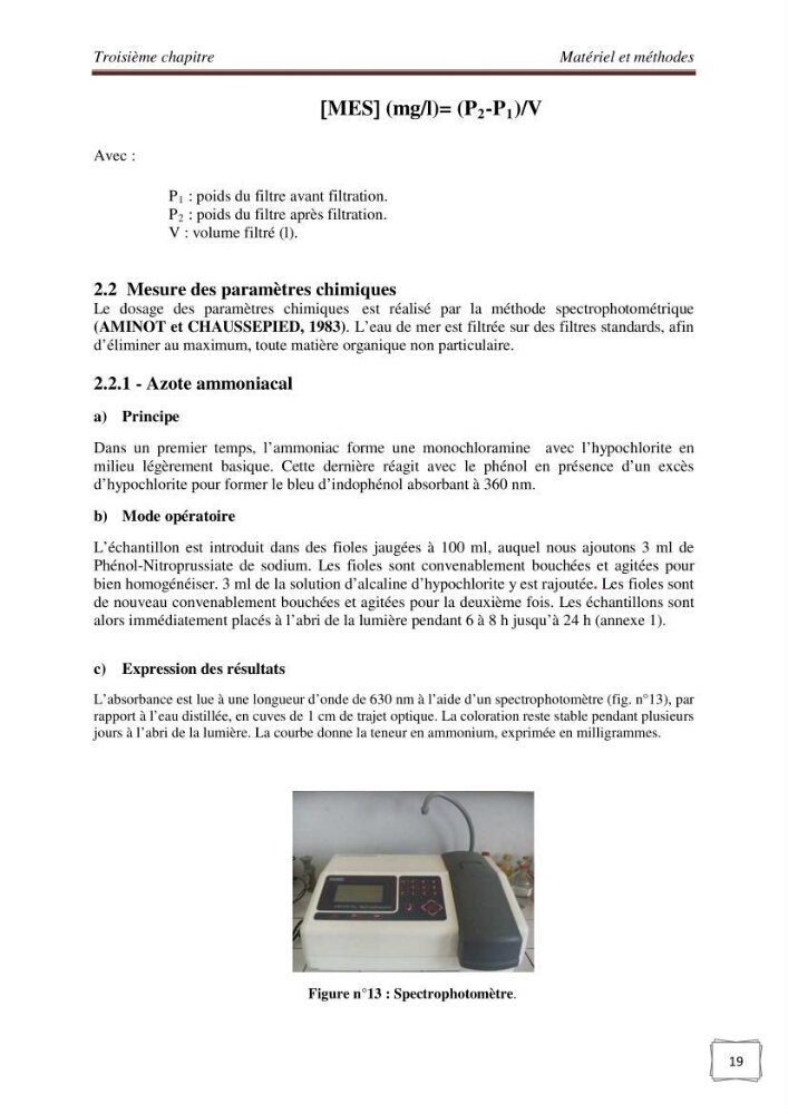 Etude physicochimique et biologique d\'un site conchylicole