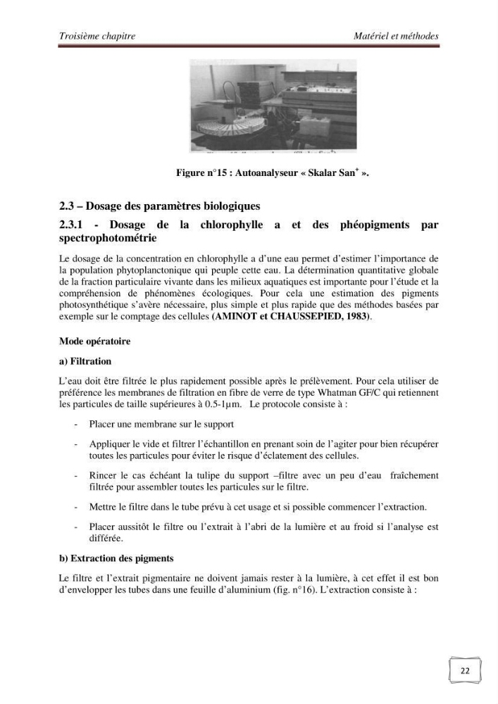 Etude physicochimique et biologique d\'un site conchylicole
