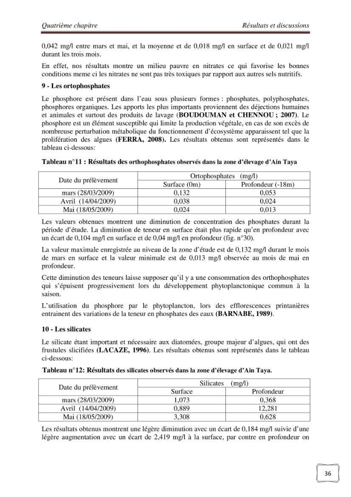 Etude physicochimique et biologique d\'un site conchylicole