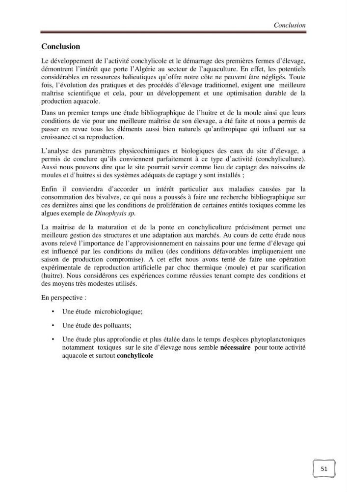 Etude physicochimique et biologique d\'un site conchylicole