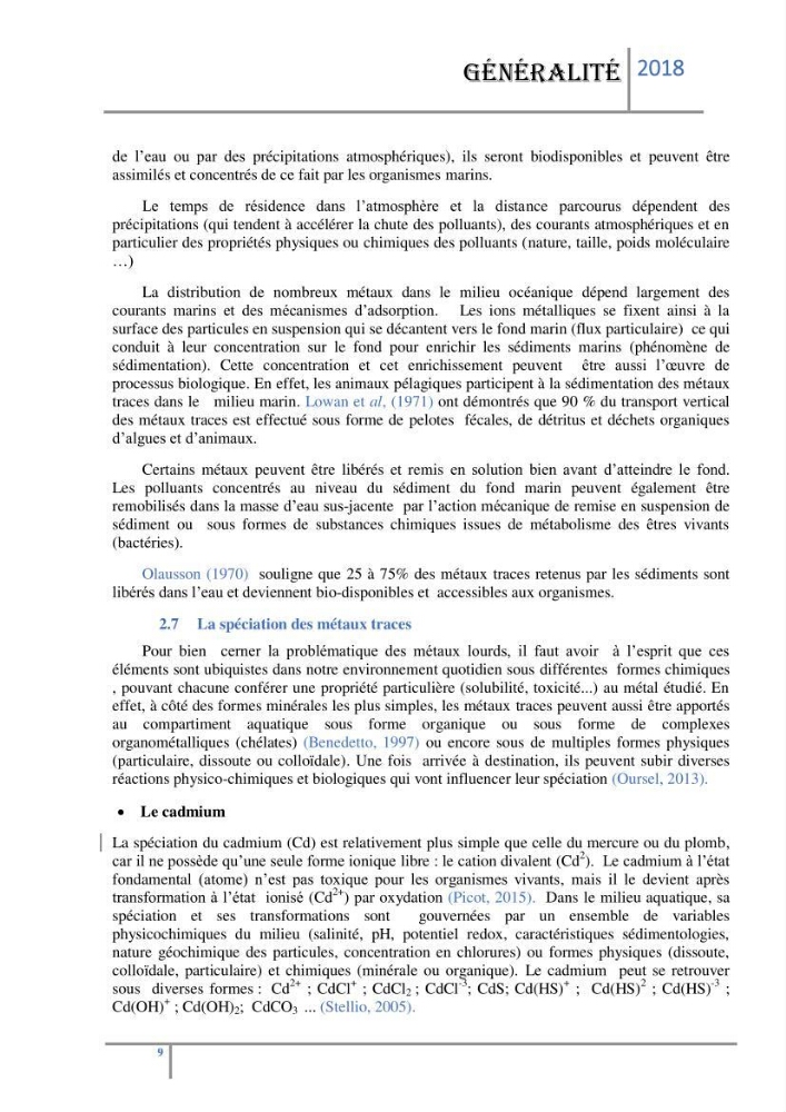 Biosurveillance des métaux traces chez deux espèces de moules (Mytilus galloprovincialis (Lamarck 1819) et Perna perna (Linnaeus 1758)) dans le littoral algérois: