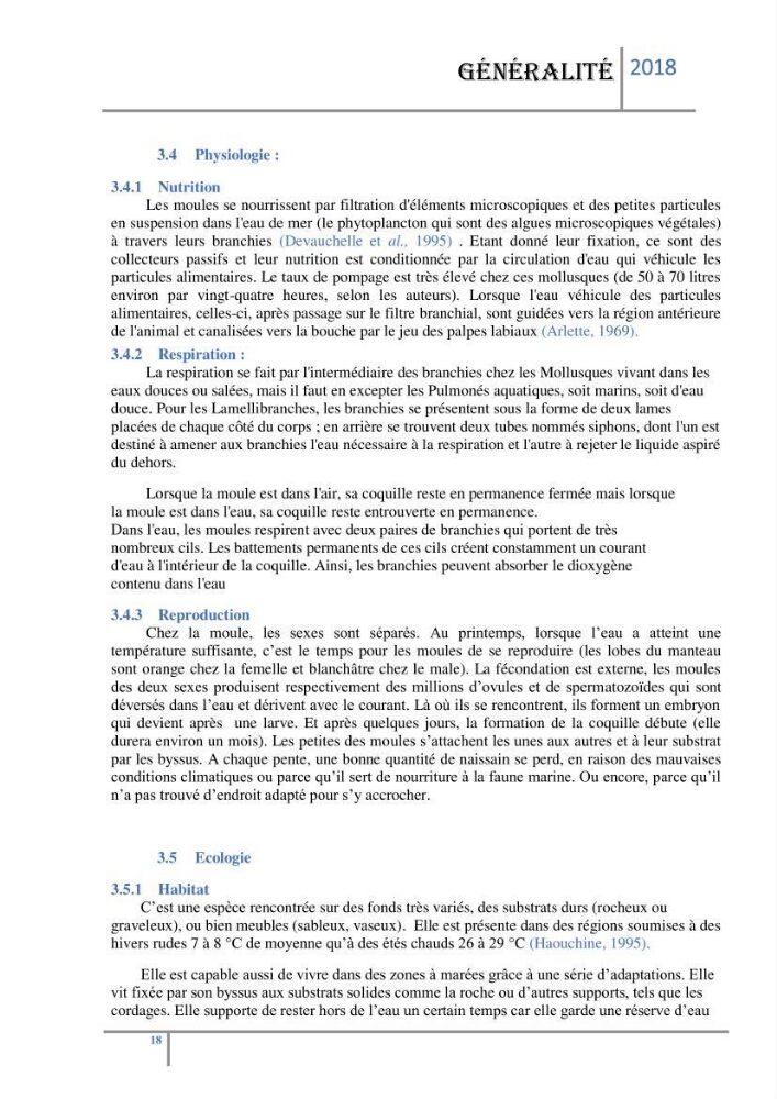 Biosurveillance des métaux traces chez deux espèces de moules (Mytilus galloprovincialis (Lamarck 1819) et Perna perna (Linnaeus 1758)) dans le littoral algérois: