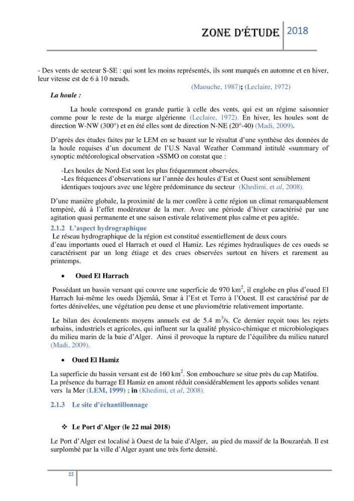 Biosurveillance des métaux traces chez deux espèces de moules (Mytilus galloprovincialis (Lamarck 1819) et Perna perna (Linnaeus 1758)) dans le littoral algérois: