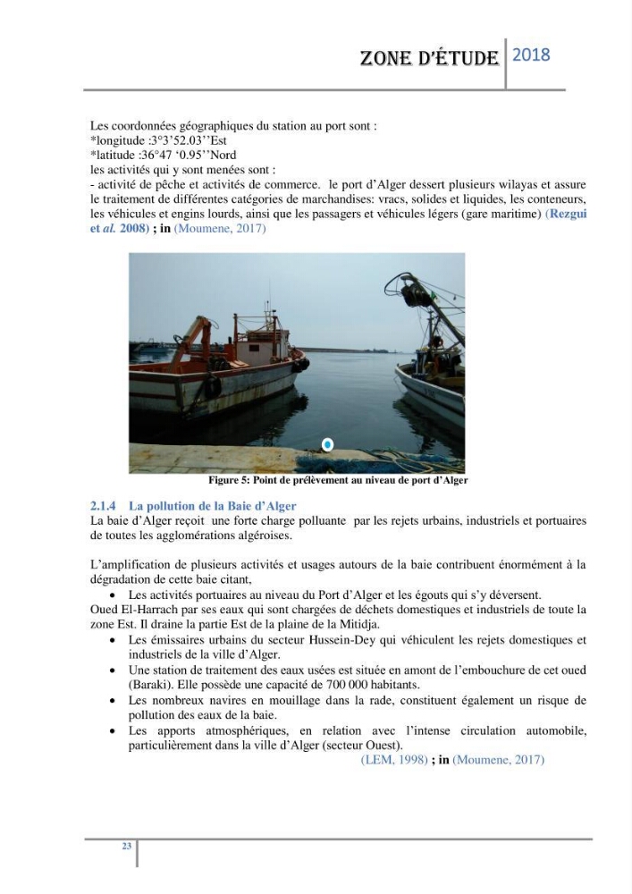 Biosurveillance des métaux traces chez deux espèces de moules (Mytilus galloprovincialis (Lamarck 1819) et Perna perna (Linnaeus 1758)) dans le littoral algérois: