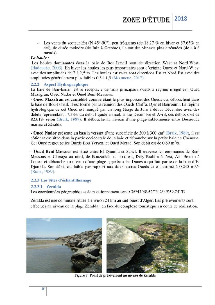 Biosurveillance des métaux traces chez deux espèces de moules (Mytilus galloprovincialis (Lamarck 1819) et Perna perna (Linnaeus 1758)) dans le littoral algérois:
