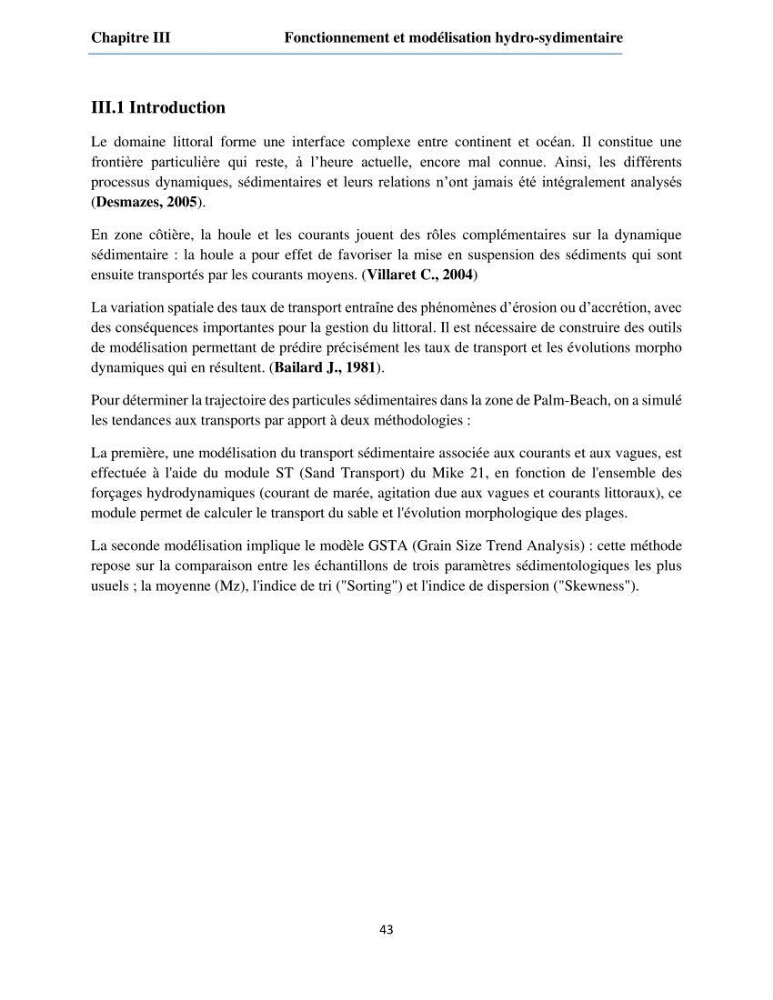 Etude du fonctionnement hydro-sédimentaire De la plage de Palm-Beach