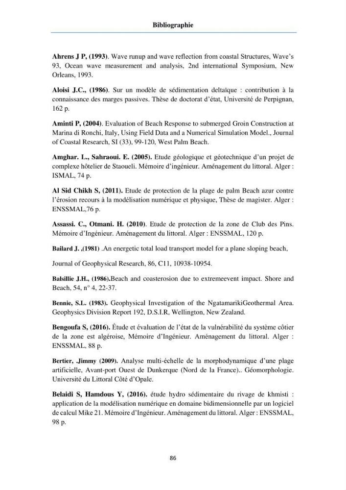 Etude du fonctionnement hydro-sédimentaire De la plage de Palm-Beach
