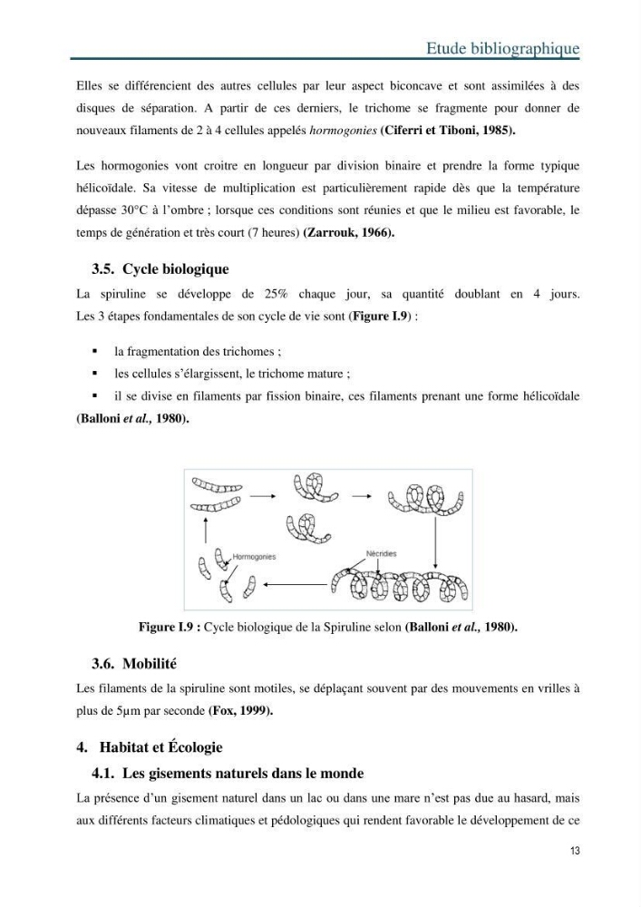 Production de la spiruline (Arthrospira platensis) dans des conditions de culture différentes