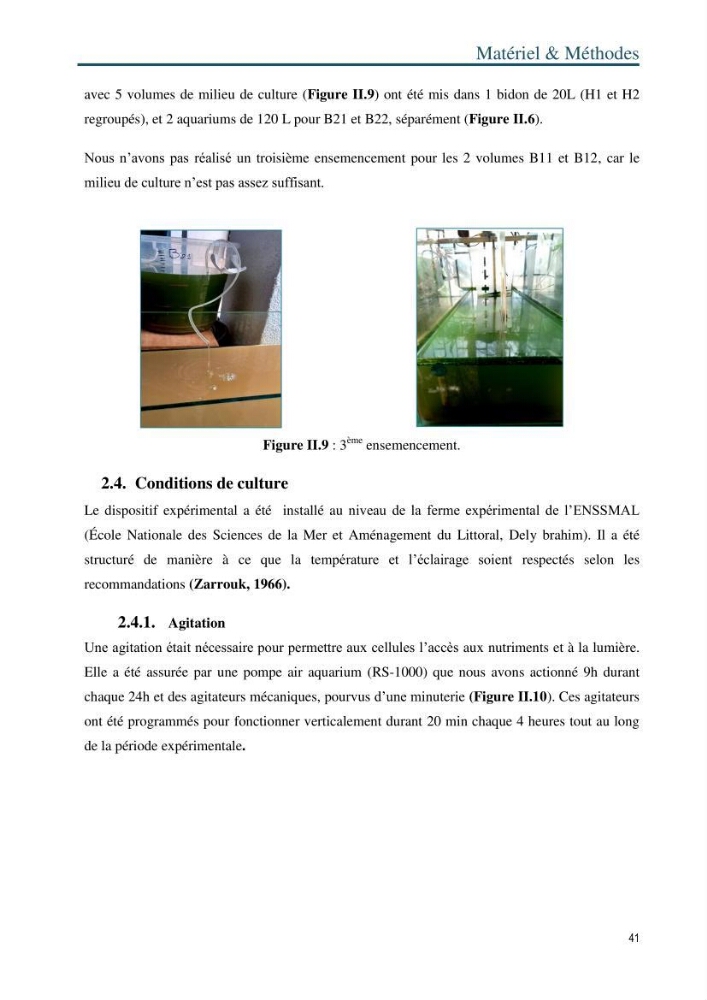 Production de la spiruline (Arthrospira platensis) dans des conditions de culture différentes