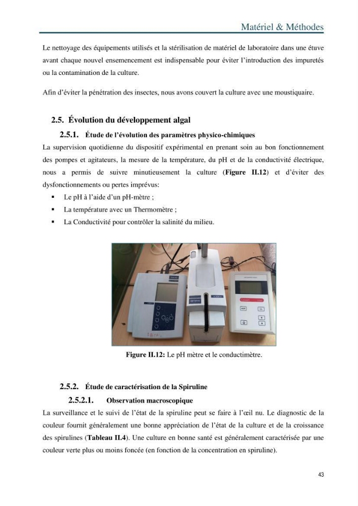 Production de la spiruline (Arthrospira platensis) dans des conditions de culture différentes