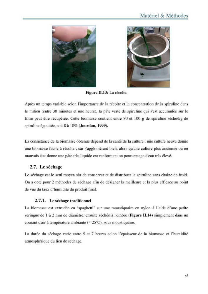 Production de la spiruline (Arthrospira platensis) dans des conditions de culture différentes