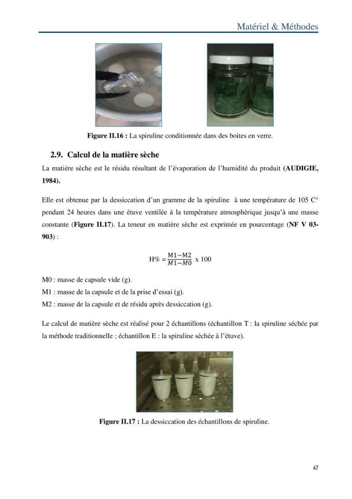Production de la spiruline (Arthrospira platensis) dans des conditions de culture différentes