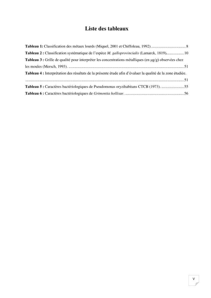 Biosurveillance active de la moule Mytilus galloprovincialis pour le suivi de la pollution d’une ferme conchylicole