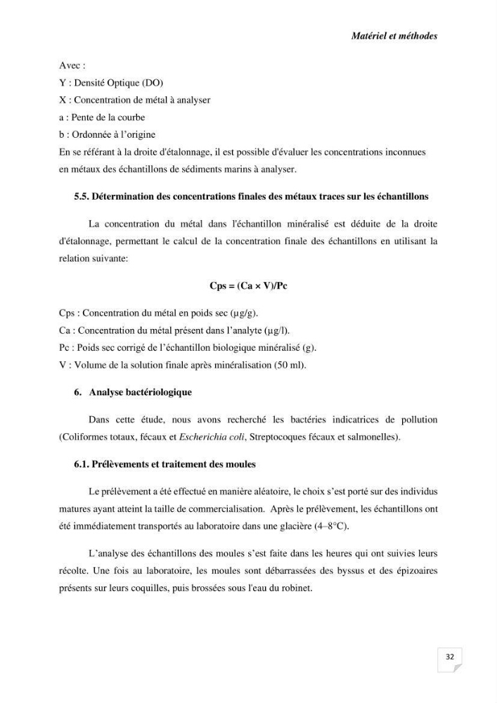 Biosurveillance active de la moule Mytilus galloprovincialis pour le suivi de la pollution d’une ferme conchylicole