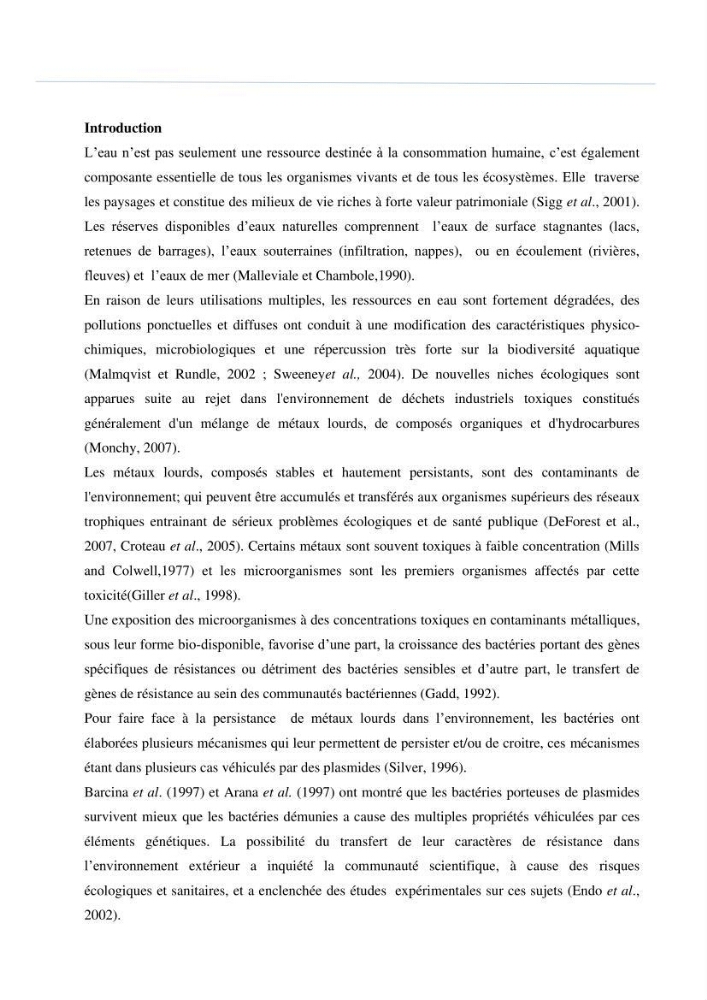 Evaluation et isolement des bactéries tolérantes aux métaux lourds