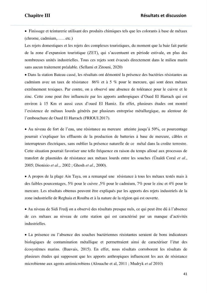 Evaluation et isolement des bactéries tolérantes aux métaux lourds