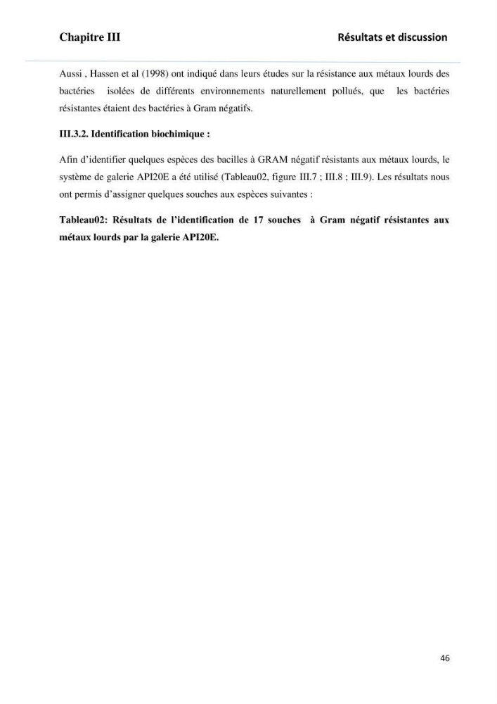 Evaluation et isolement des bactéries tolérantes aux métaux lourds