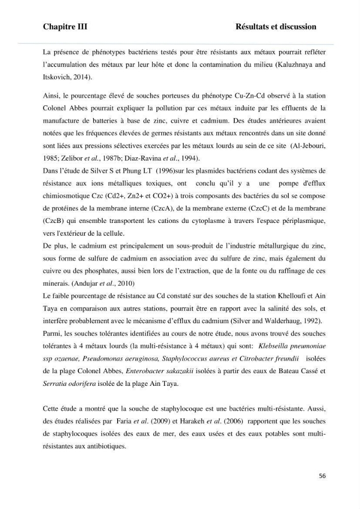 Evaluation et isolement des bactéries tolérantes aux métaux lourds