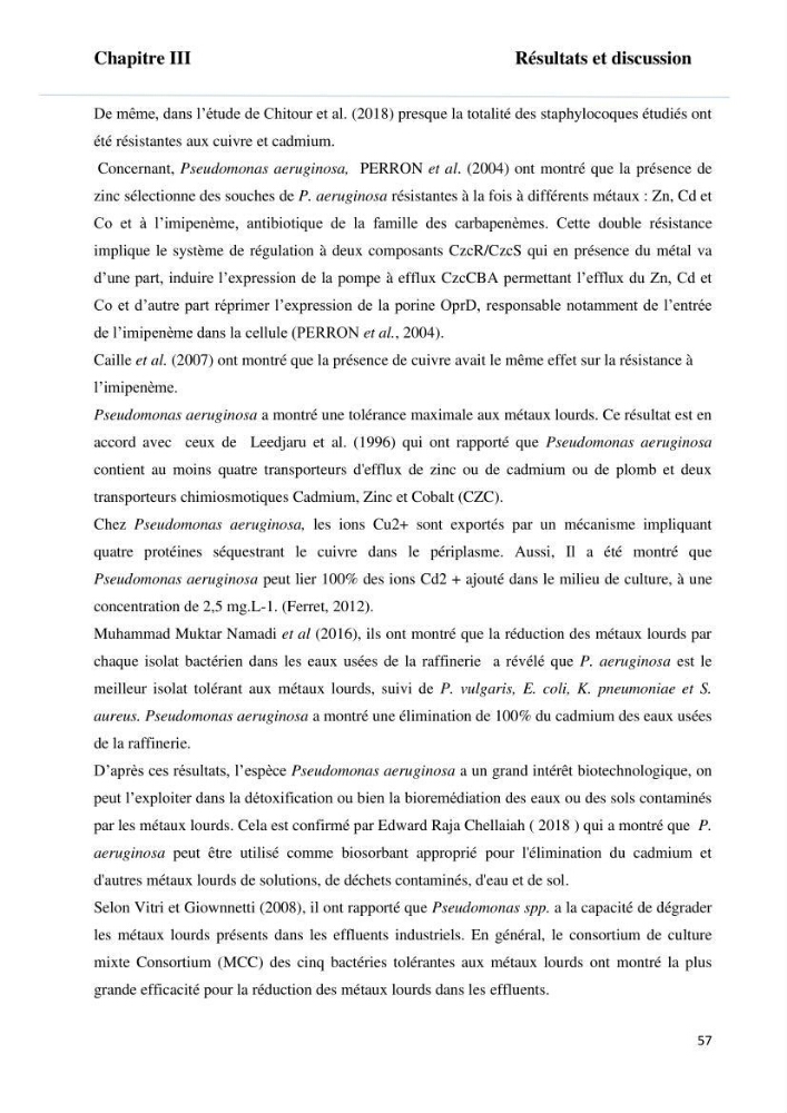 Evaluation et isolement des bactéries tolérantes aux métaux lourds