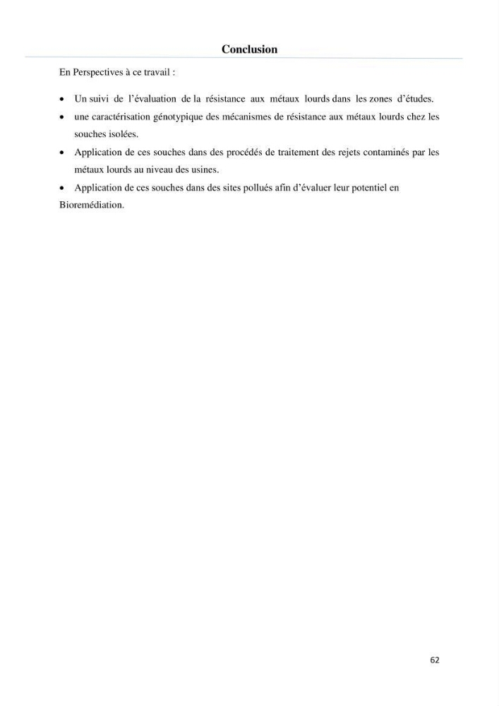 Evaluation et isolement des bactéries tolérantes aux métaux lourds