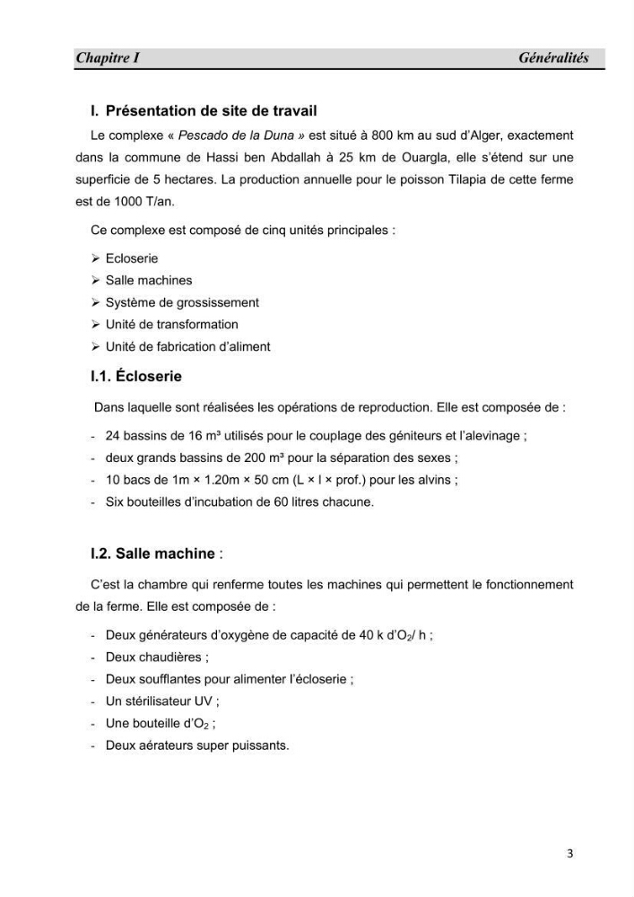 Contribution à l\'étude de fabrication d\'aliment extrudé pour tilapia au niveau de la ferme \"Pescado de la Duna\" (Ouargla):