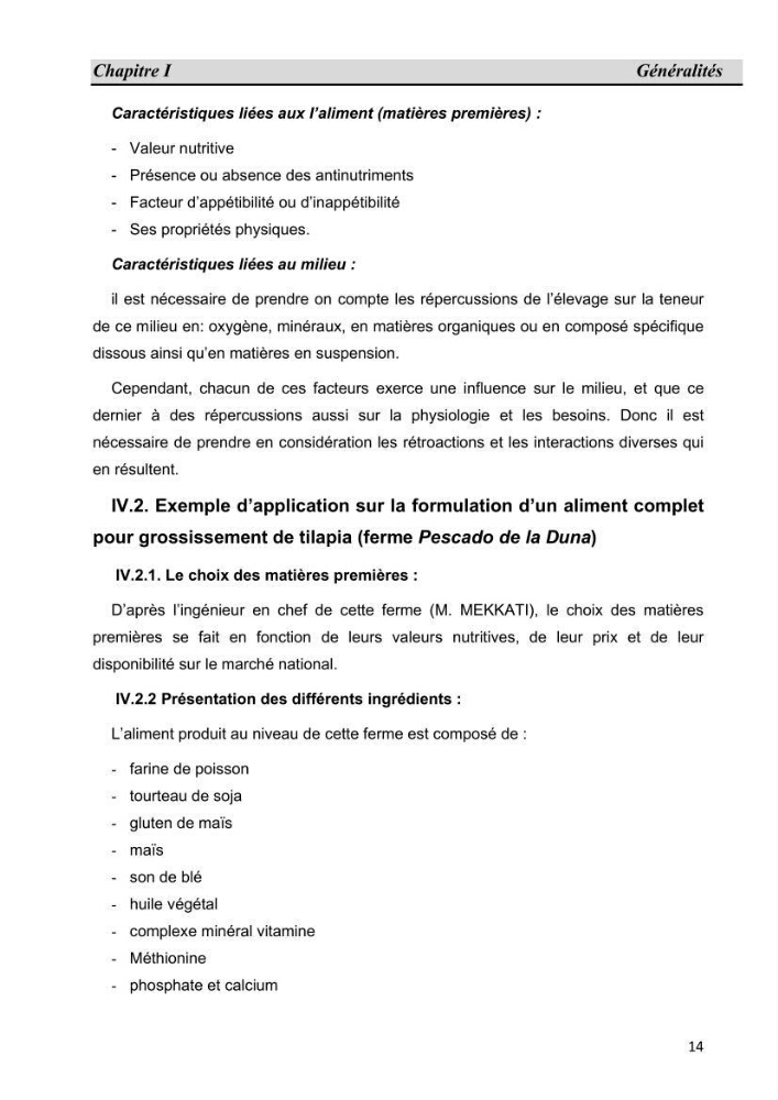 Contribution à l\'étude de fabrication d\'aliment extrudé pour tilapia au niveau de la ferme \"Pescado de la Duna\" (Ouargla):