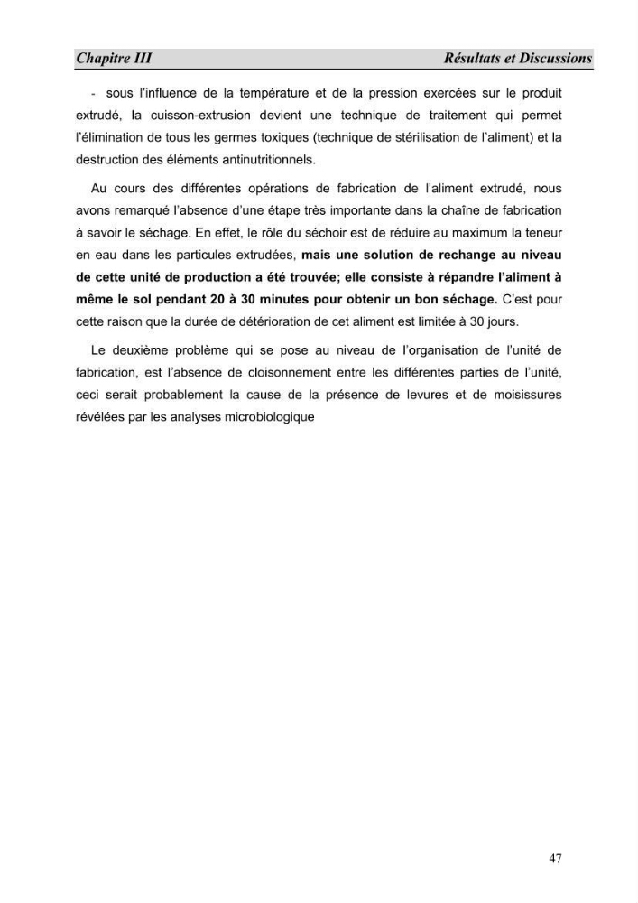 Contribution à l\'étude de fabrication d\'aliment extrudé pour tilapia au niveau de la ferme \"Pescado de la Duna\" (Ouargla):