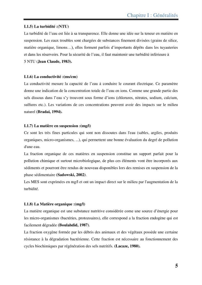 Les paramètres physico-chimiques dans l’eau de mer et les sédiments dans le port de Sidi-Fredj: