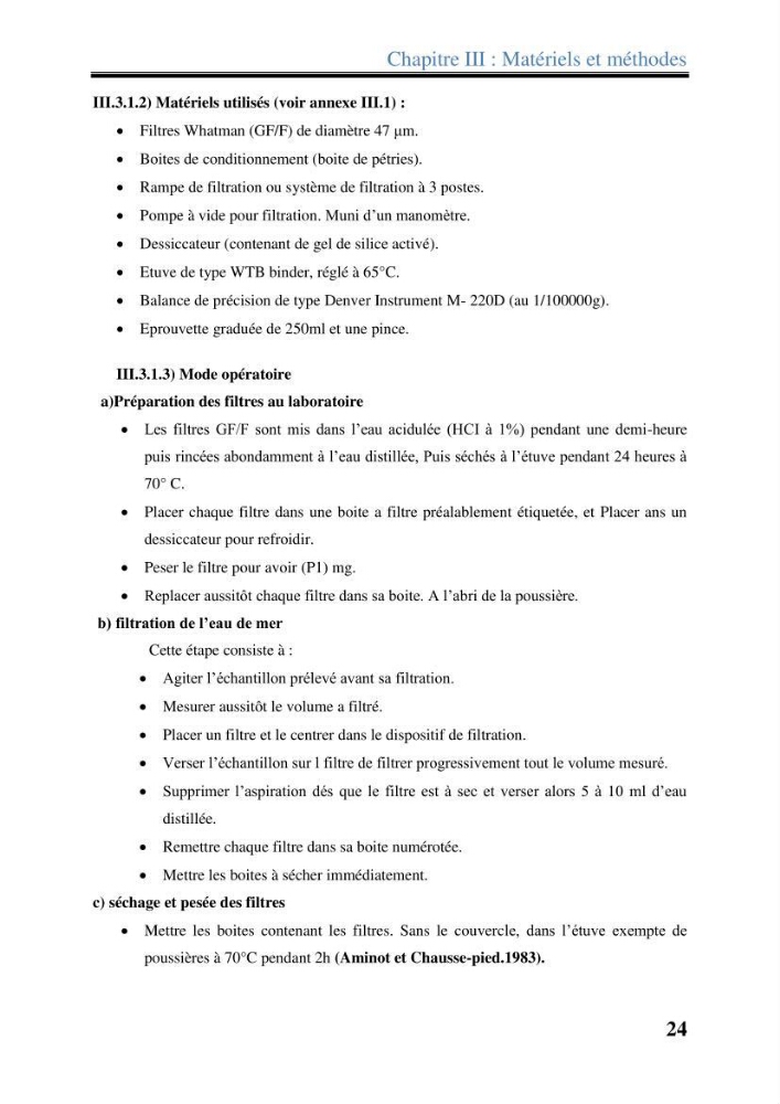 Les paramètres physico-chimiques dans l’eau de mer et les sédiments dans le port de Sidi-Fredj: