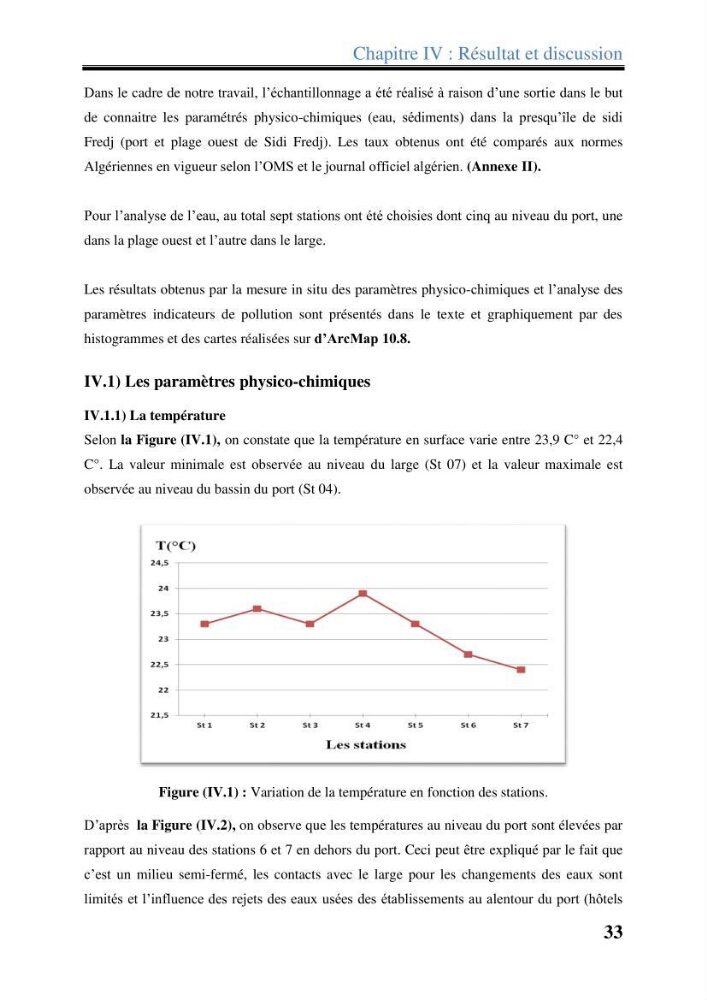 Les paramètres physico-chimiques dans l’eau de mer et les sédiments dans le port de Sidi-Fredj: