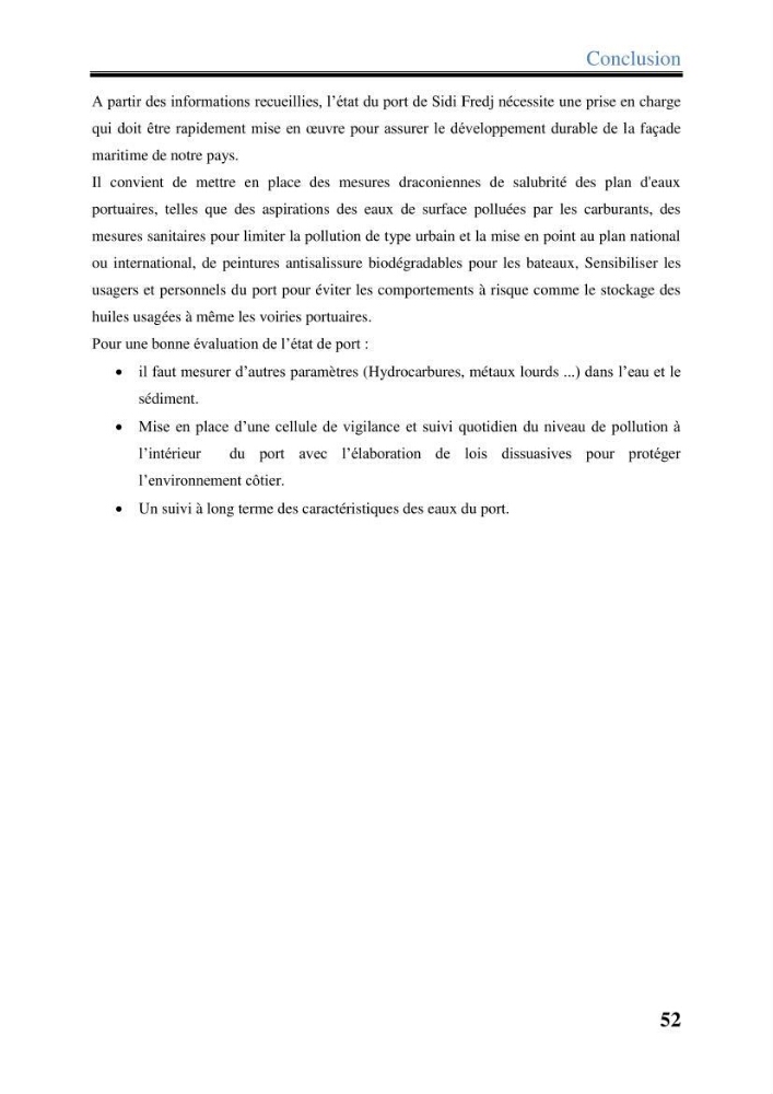Les paramètres physico-chimiques dans l’eau de mer et les sédiments dans le port de Sidi-Fredj: