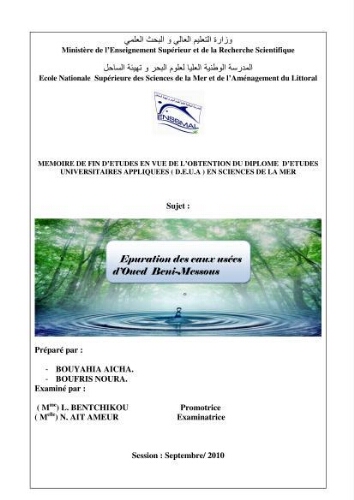 Epuration des eaux usées d'oued Beni-Messous: Epuration des eaux usées d'oued Beni-Messous: