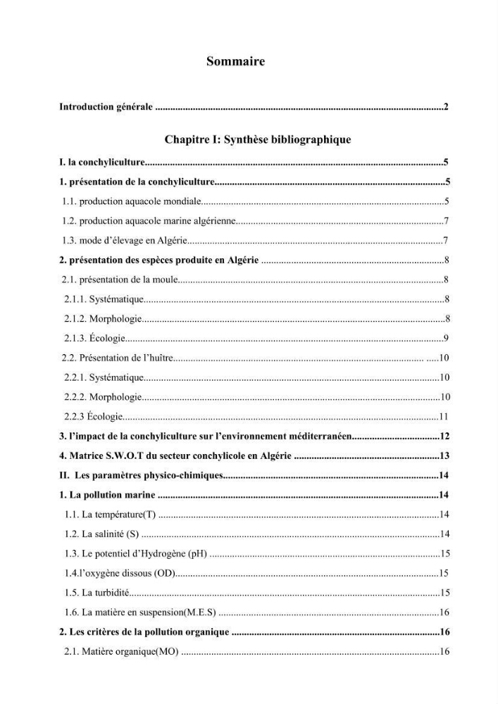 Contribution à l’évaluation de la qualité environmental d’une ferme aquacole: