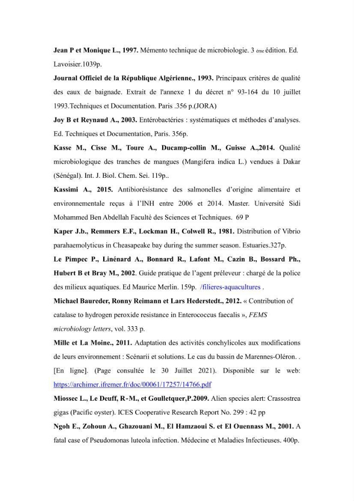 Contribution à l’évaluation de la qualité environmental d’une ferme aquacole: