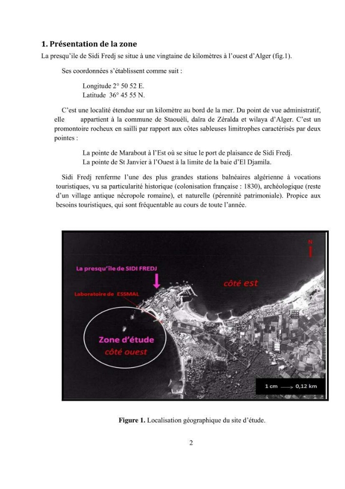 Etude hydrosédimentaire pour l\'installation d\'une filière conhylicole dans la zone ouest de la presqu\'île de Sidi Fredj
