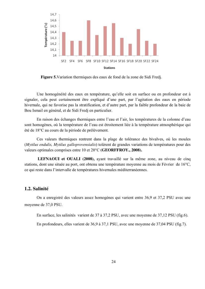 Etude hydrosédimentaire pour l\'installation d\'une filière conhylicole dans la zone ouest de la presqu\'île de Sidi Fredj