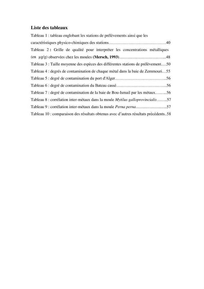Etude des métaux traces chez les moules de la côte algeroise
