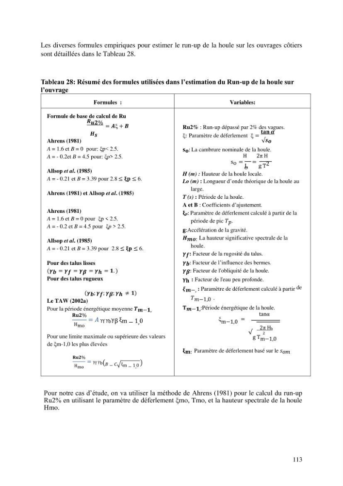 Modelisation de l\'impact des evenements meteorologiques extremes sur le fonctionnement des ouvrages maritimes