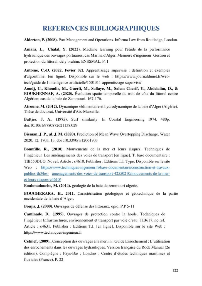 Modelisation de l\'impact des evenements meteorologiques extremes sur le fonctionnement des ouvrages maritimes