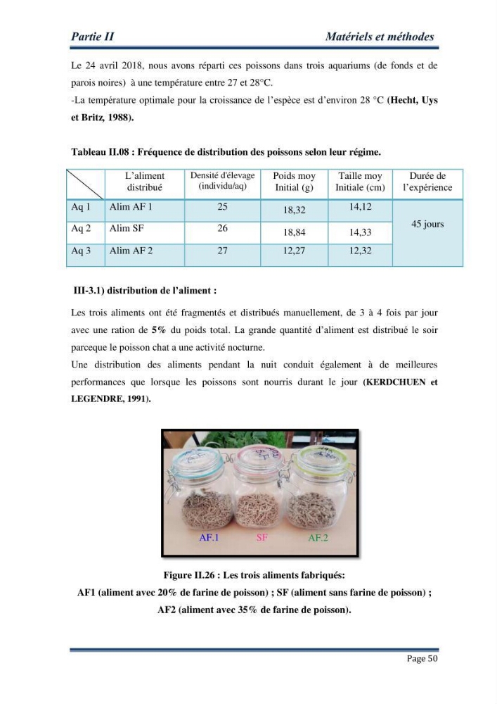 Maitrise de la reproduction artificielle et étude comparative de la croissance du poisson-chat africain Clarias gariepinus (Bruchell,1822 ) selon trois formules d\'aliments