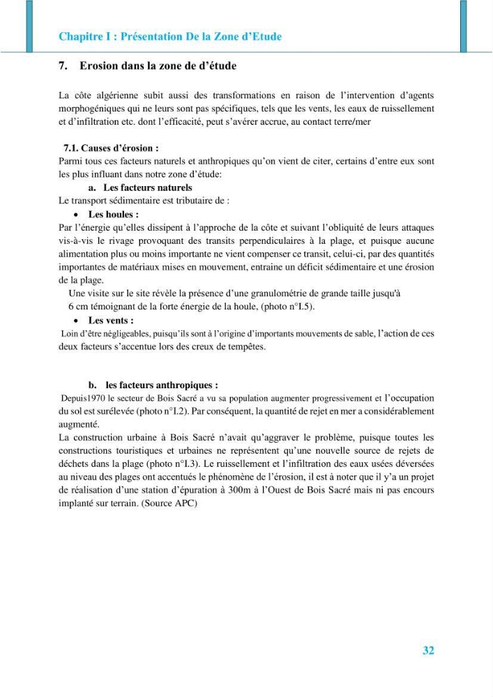 Impact des ouvrages de protection sur la morphodynamique des côtes: cas d\'étude : Bois sacré Gouraya-Tipaza